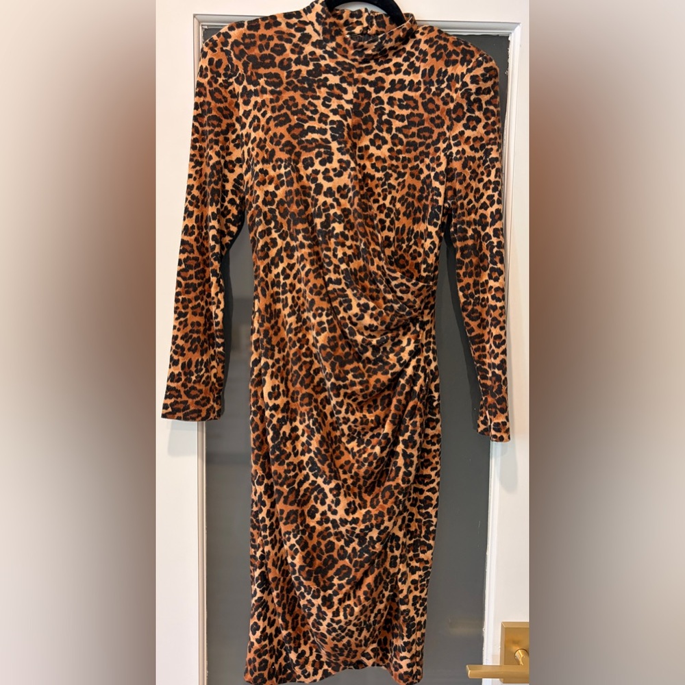 Leopard Print Long Sleeve Dress
